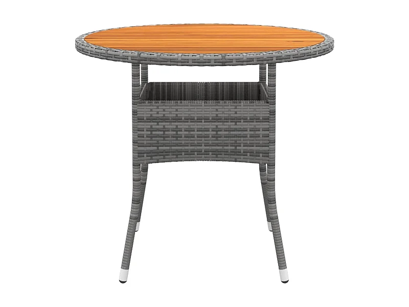 Inkster  Tavolo Giardino Ø80x75 cm Massello Acacia e Polyrattan Grigio