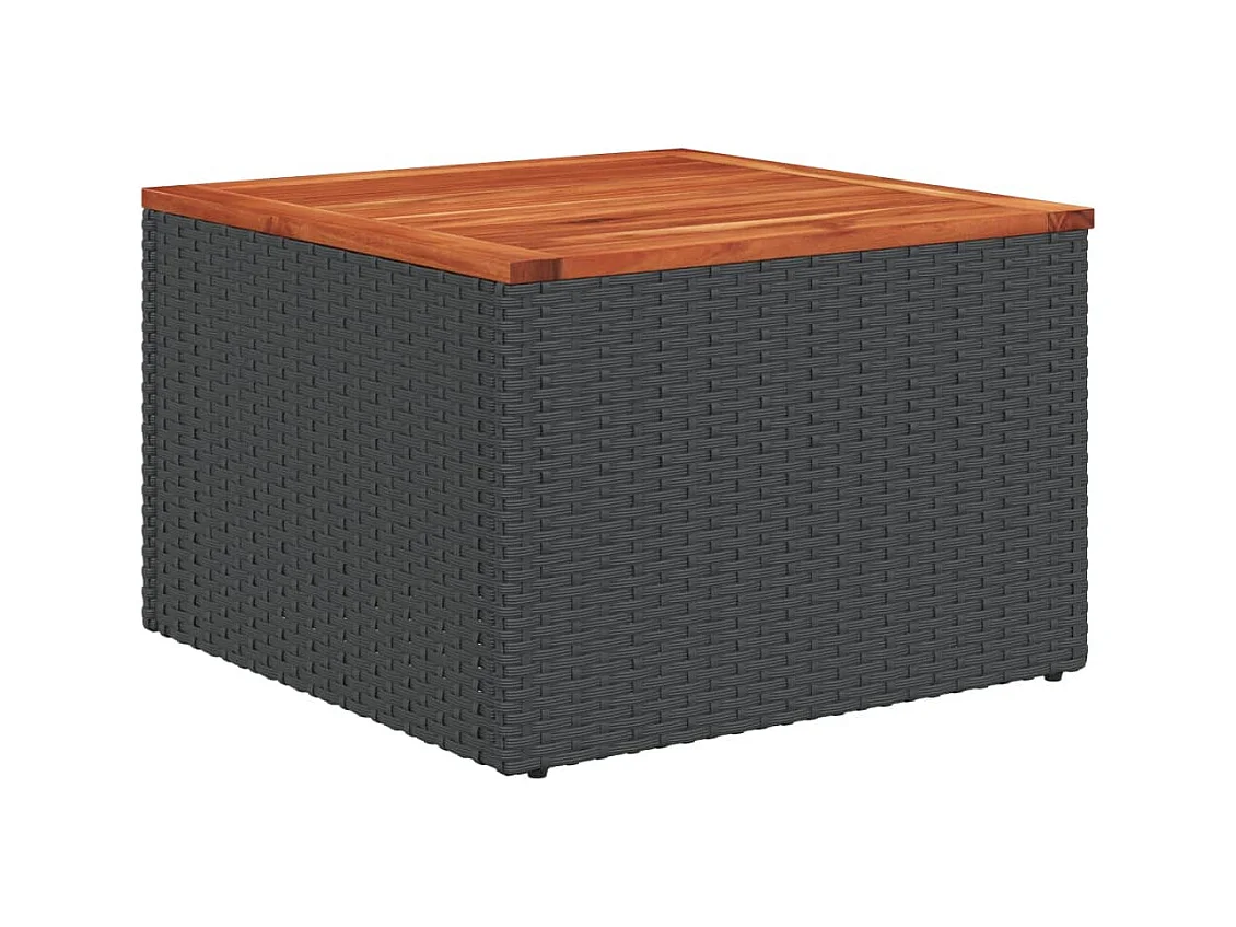 Wells  Table de jardin noire 55 x 55 x 37 cm en résine tressée et bois d'acacia