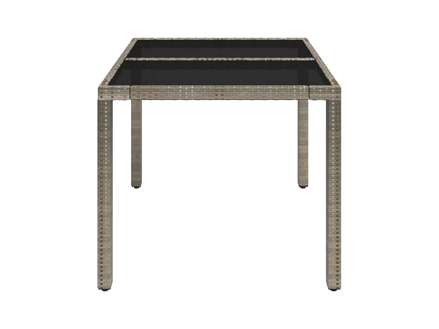 Courtown  Gartentisch mit Glasplatte Grau 90x90x75 cm Poly Rattan