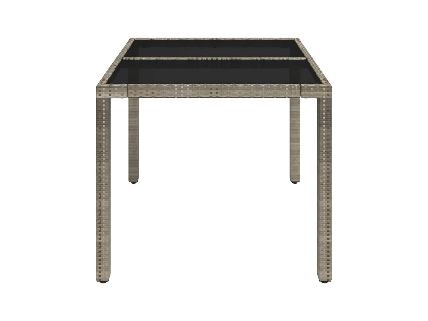 Courtown  Gartentisch mit Glasplatte Grau 90x90x75 cm Poly Rattan