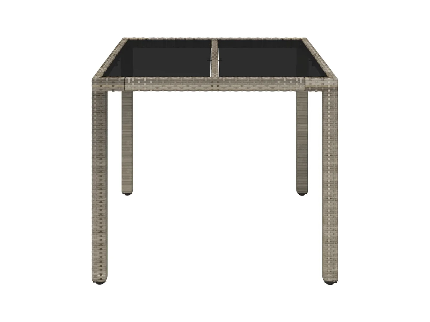 Courtown  Gartentisch mit Glasplatte Grau 90x90x75 cm Poly Rattan