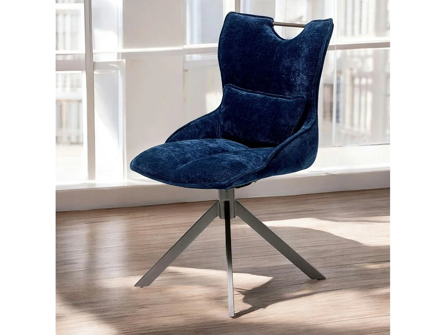 Chaise pivotante coussin et poignée tissu bleu (lot de 2) IENA