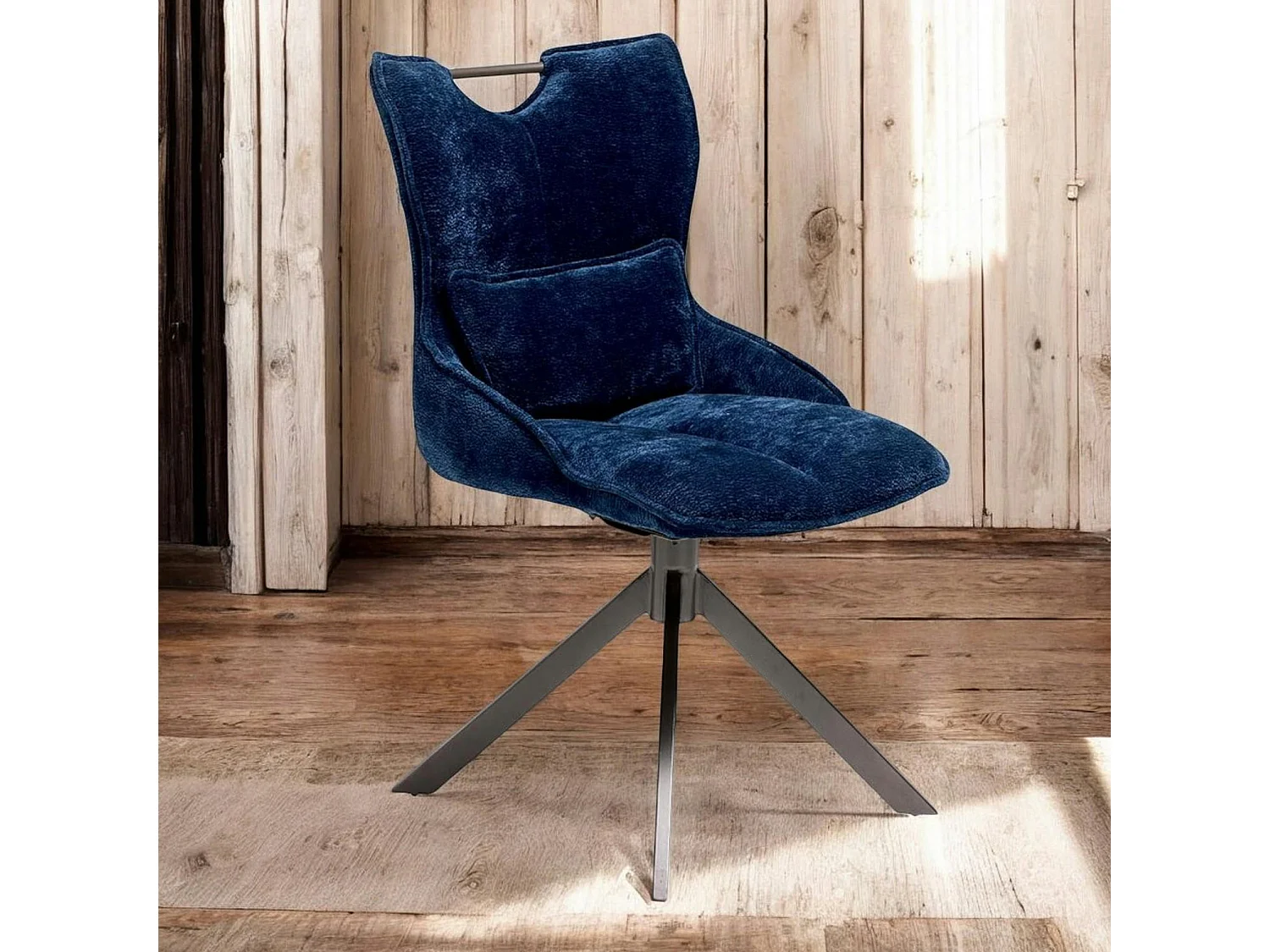 Chaise pivotante coussin et poignée tissu bleu (lot de 2) IENA