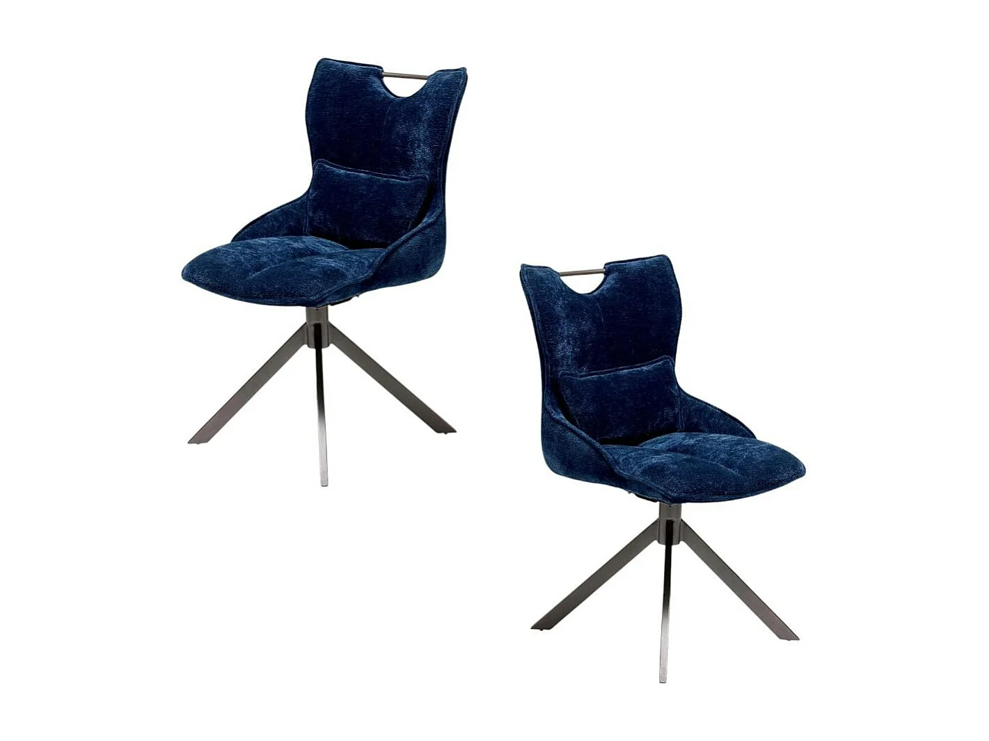 Chaise pivotante coussin et poignée tissu bleu (lot de 2) IENA