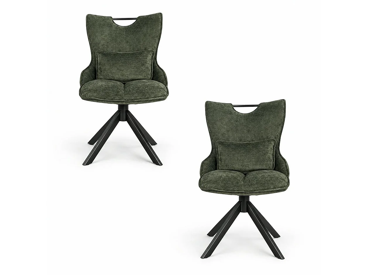 Chaise pivotante coussin et poignée tissu vert (lot de 2) IENA