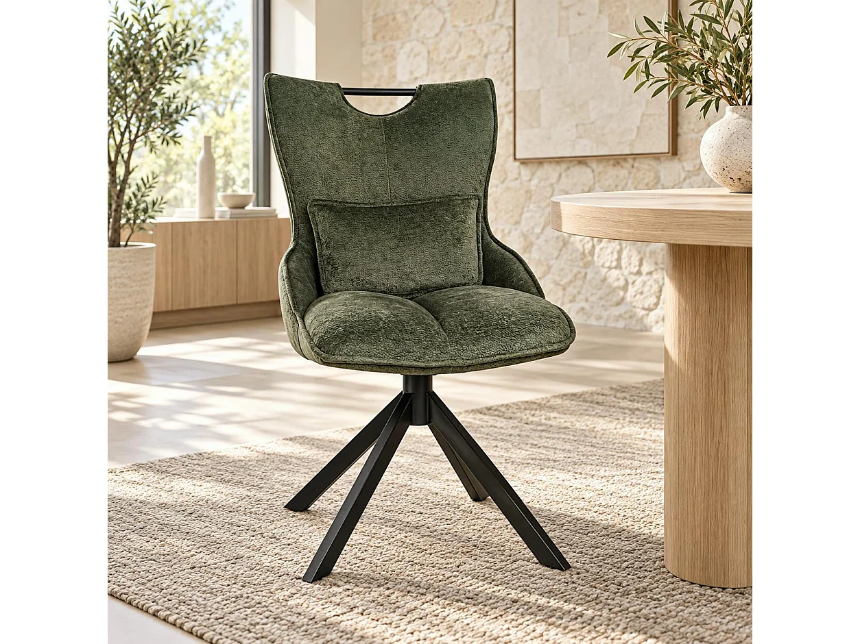 Chaise pivotante coussin et poignée tissu vert (lot de 2) IENA