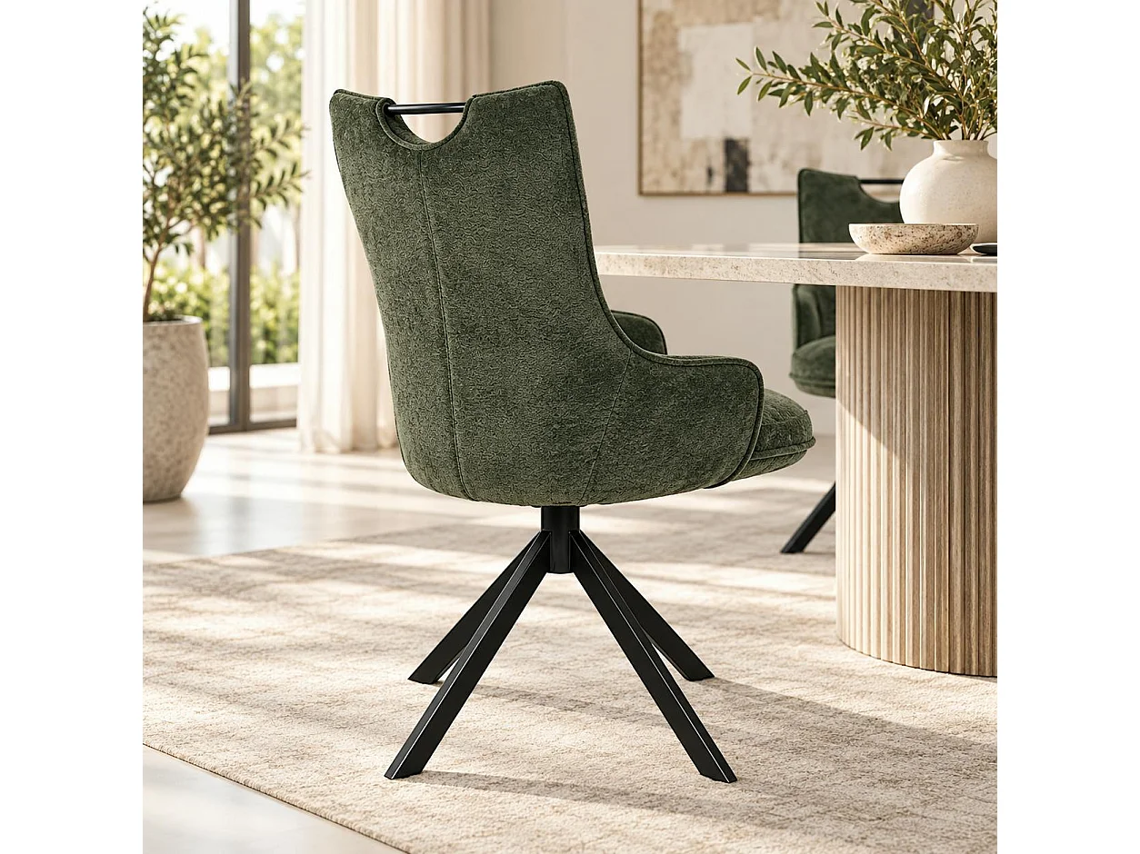 Chaise pivotante coussin et poignée tissu vert (lot de 2) IENA