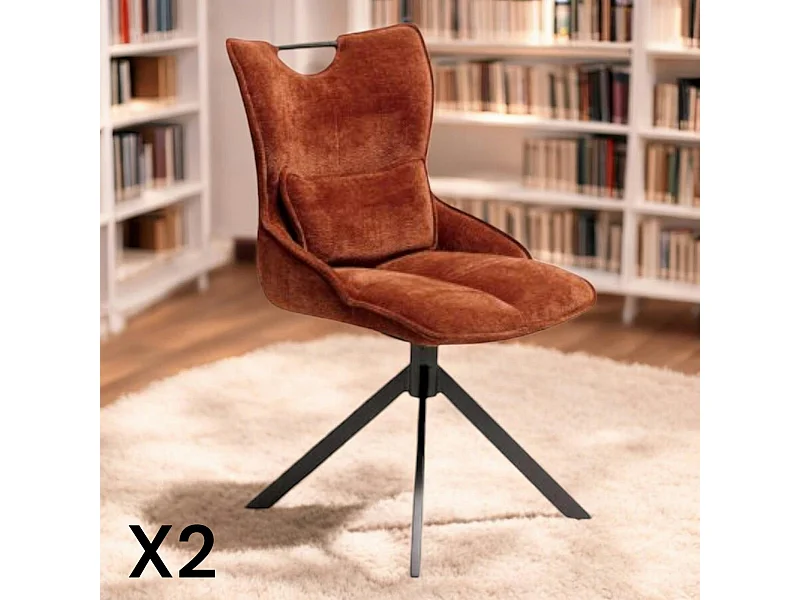 Chaise pivotante coussin et poignée tissu rouille (lot de 2) IENA