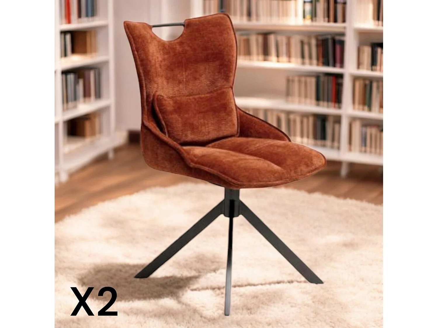 Chaise pivotante coussin et poignée tissu rouille (lot de 2) IENA