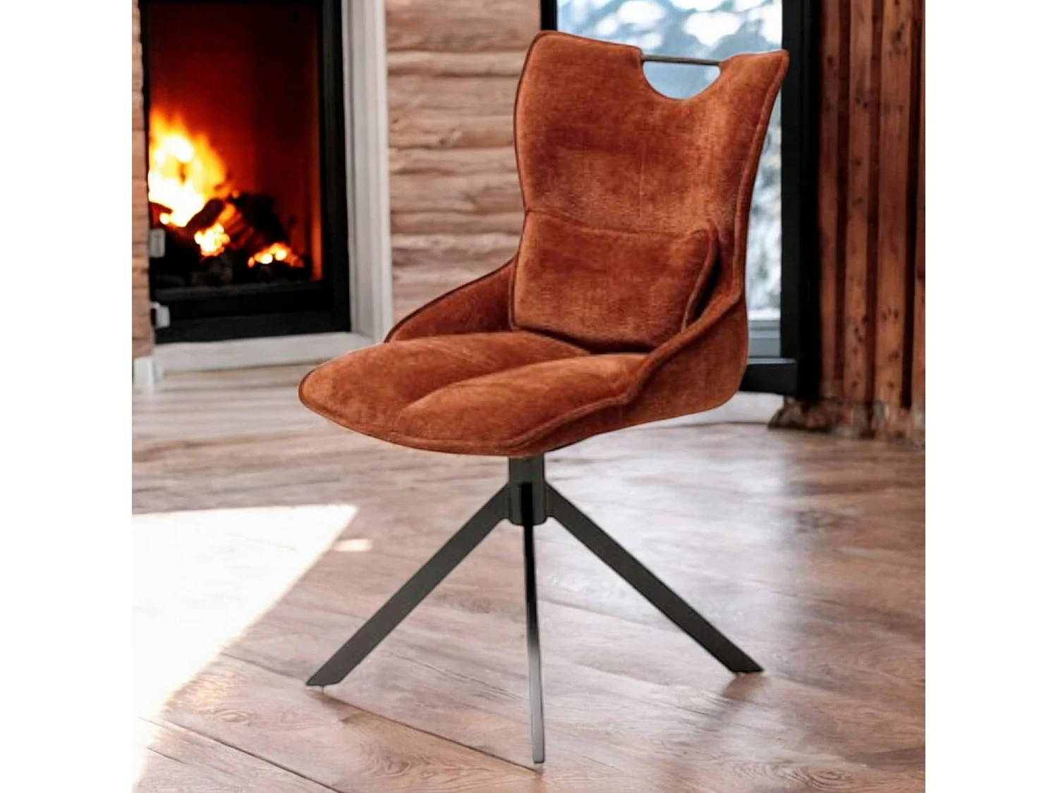 Chaise pivotante coussin et poignée tissu rouille (lot de 2) IENA