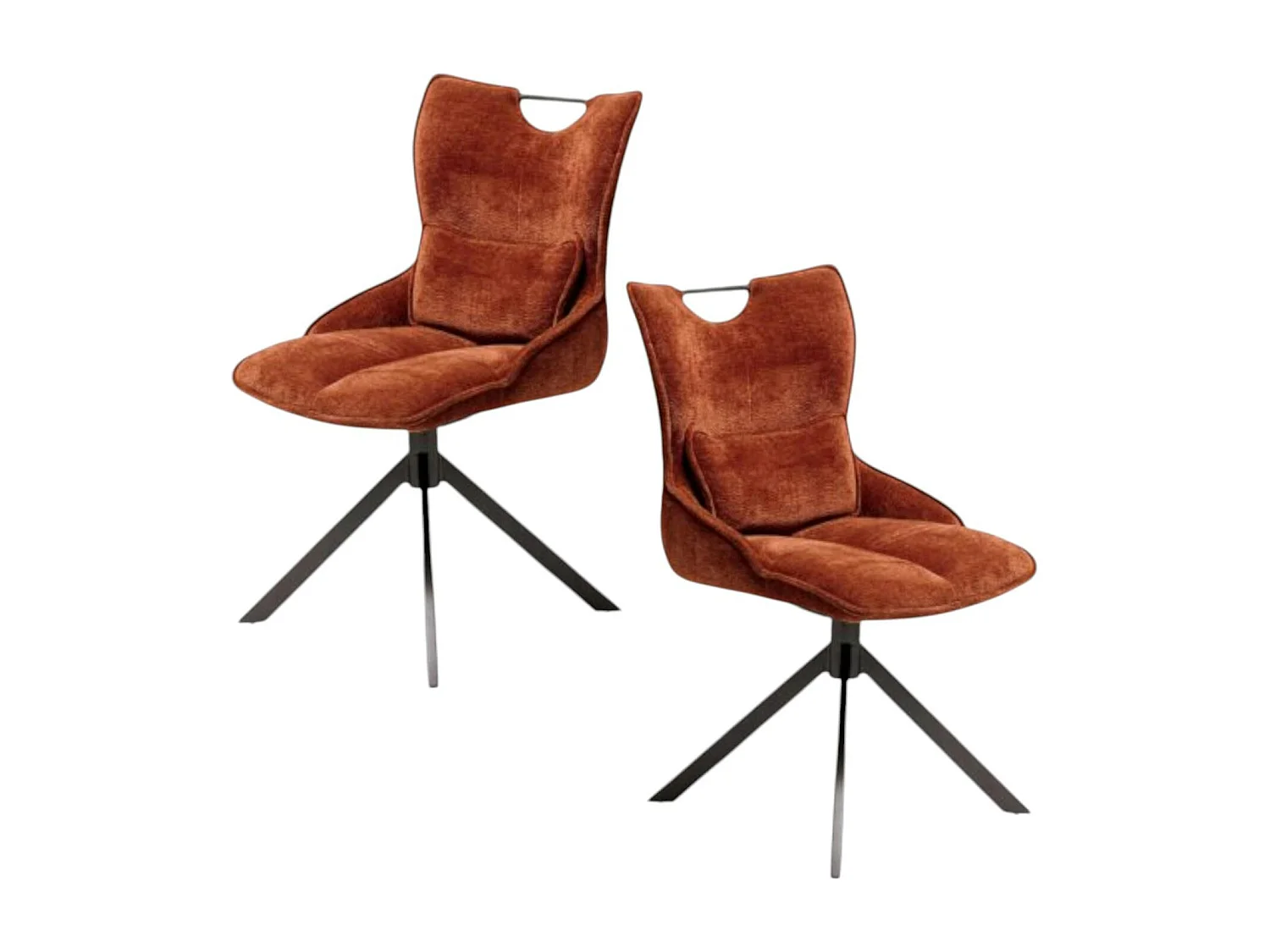 Chaise pivotante coussin et poignée tissu rouille (lot de 2) IENA