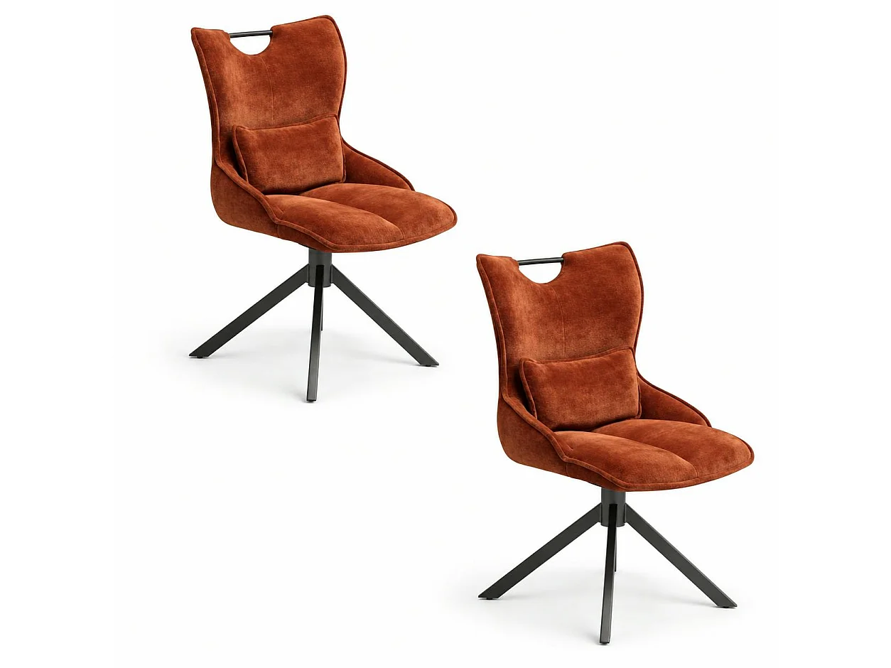 Chaise pivotante coussin et poignée tissu rouille (lot de 2) IENA