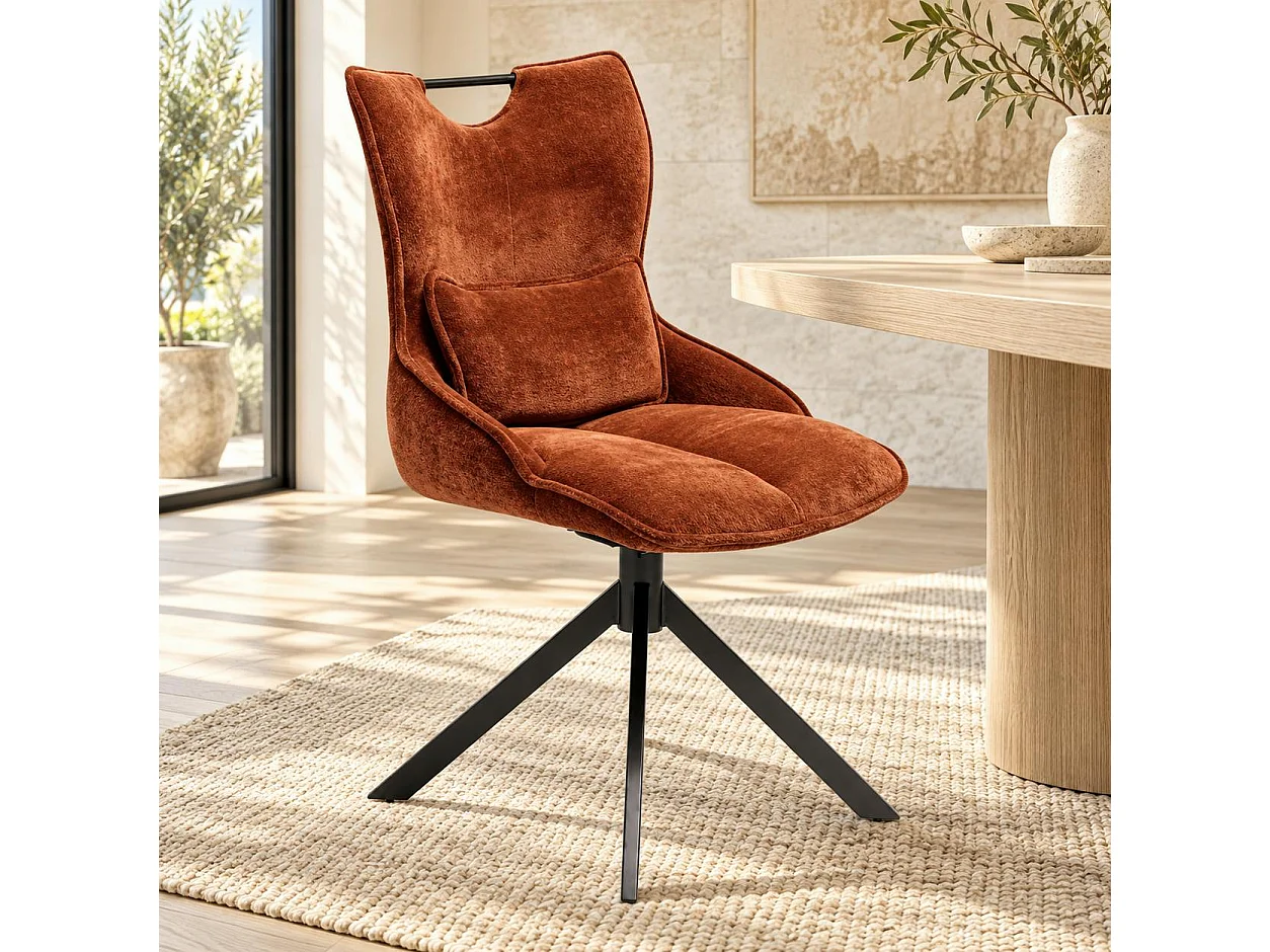 Chaise pivotante coussin et poignée tissu rouille (lot de 2) IENA