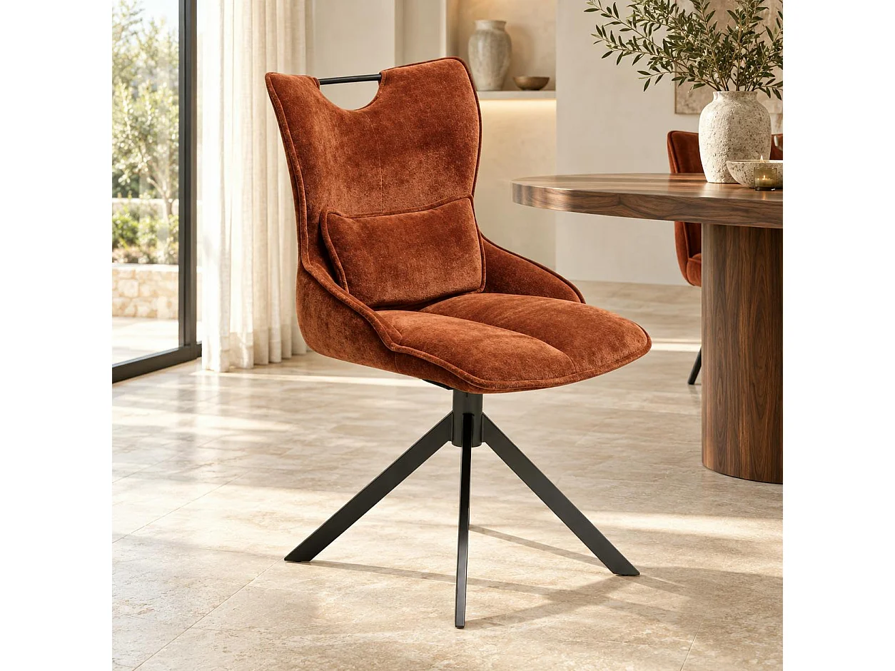 Chaise pivotante coussin et poignée tissu rouille (lot de 2) IENA