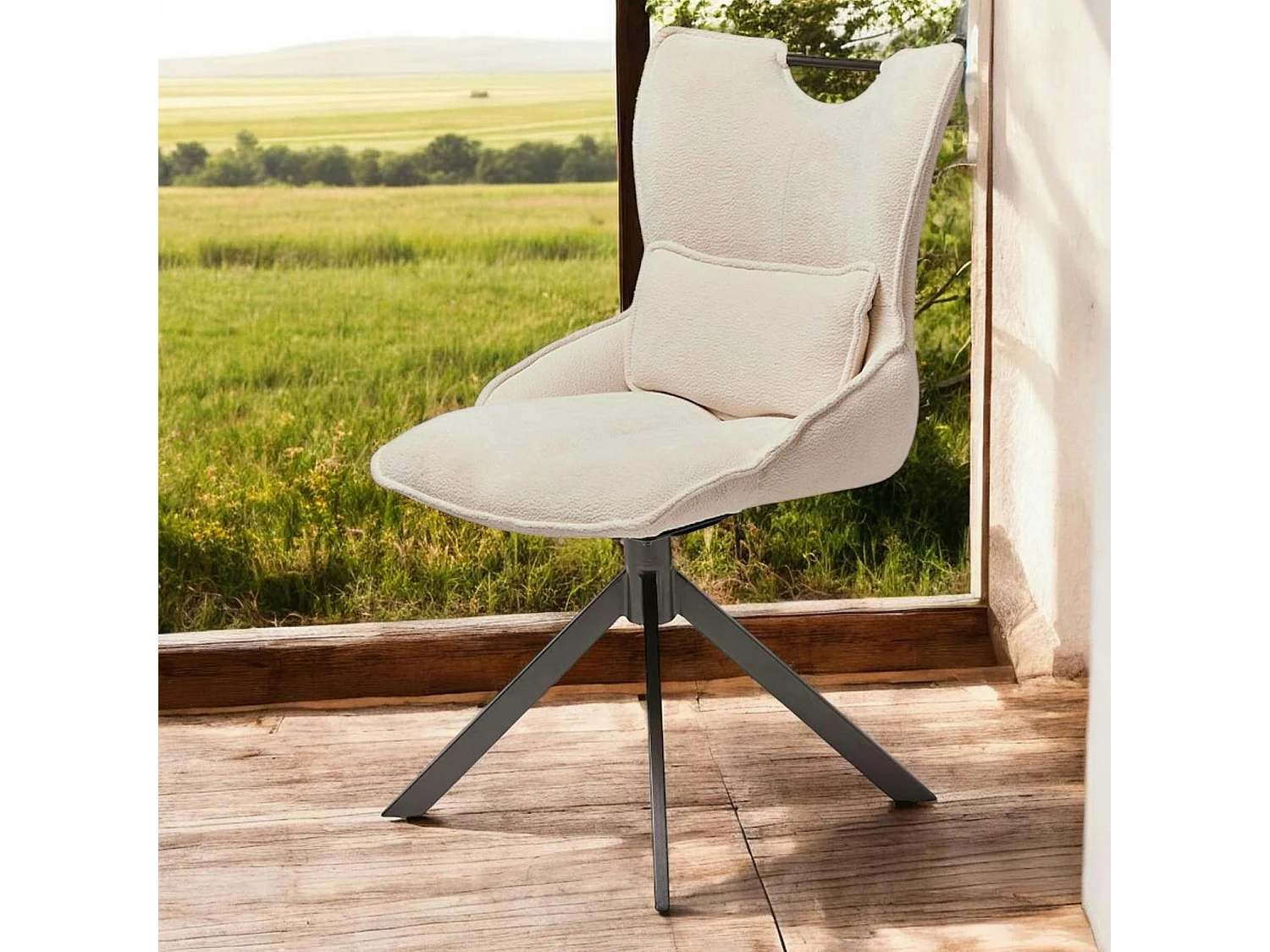 Chaise pivotante coussin et poignée tissu blanc (lot de 2) IENA