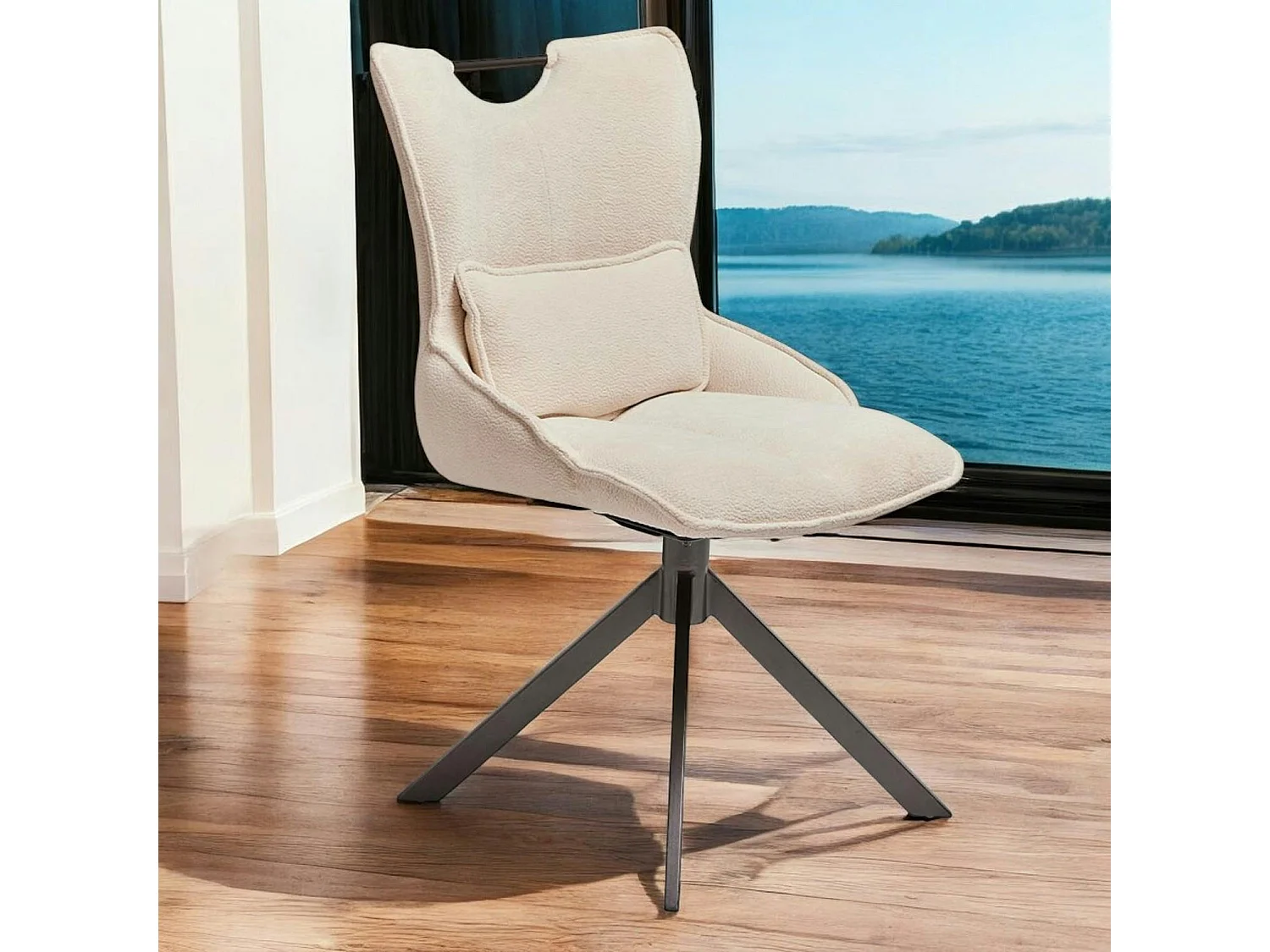 Chaise pivotante coussin et poignée tissu blanc (lot de 2) IENA