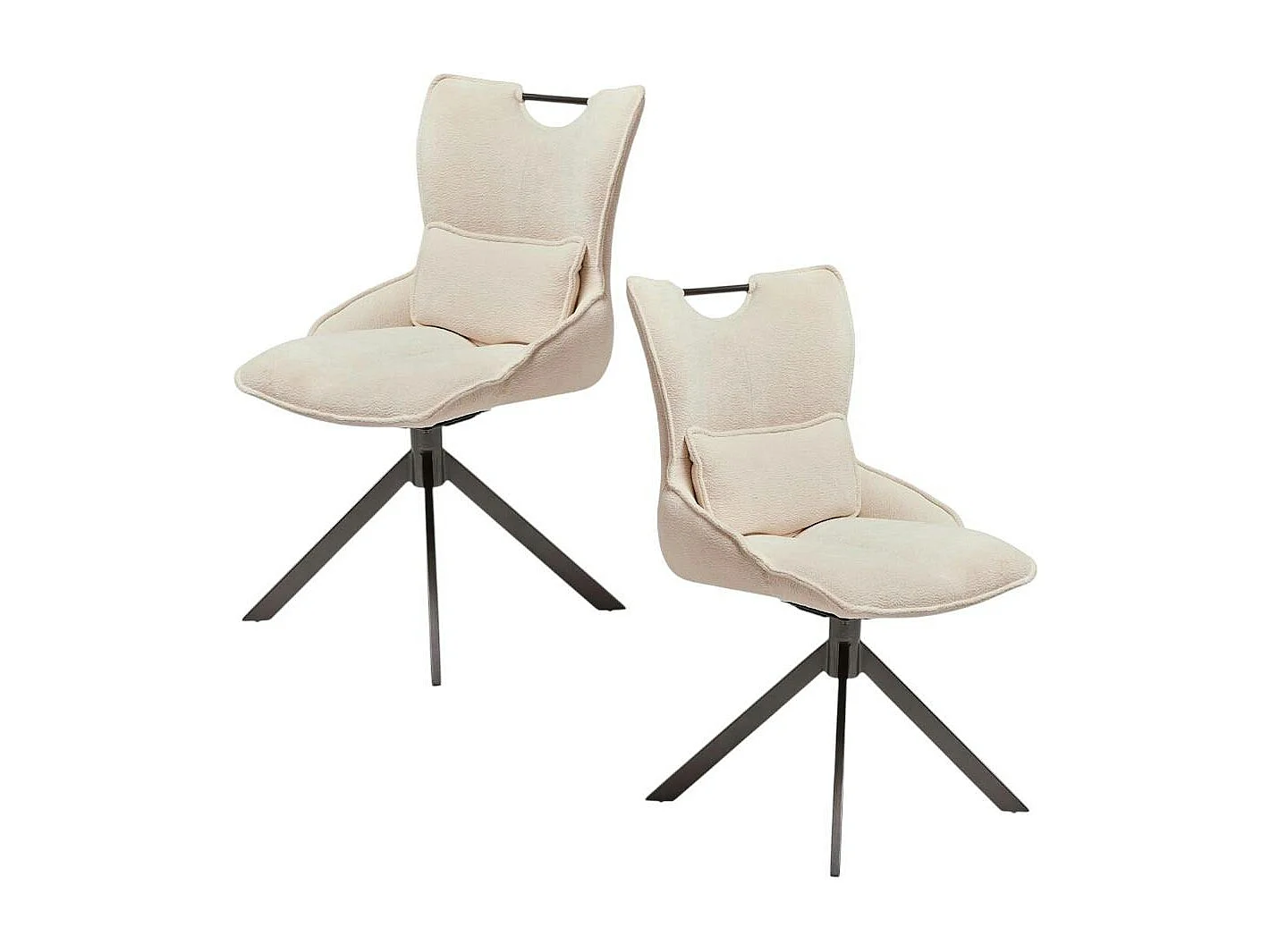 Chaise pivotante coussin et poignée tissu blanc (lot de 2) IENA