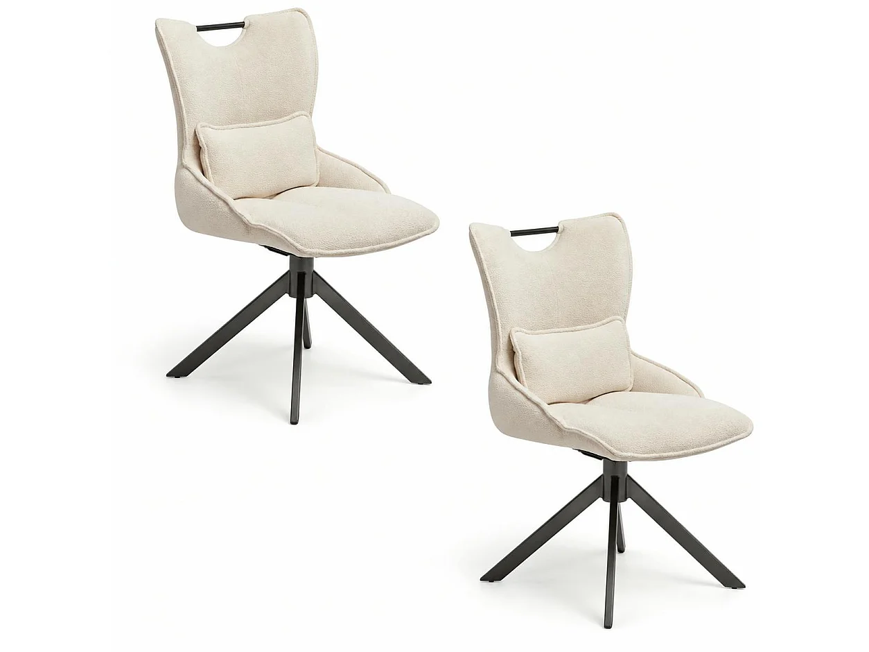 Chaise pivotante coussin et poignée tissu blanc (lot de 2) IENA