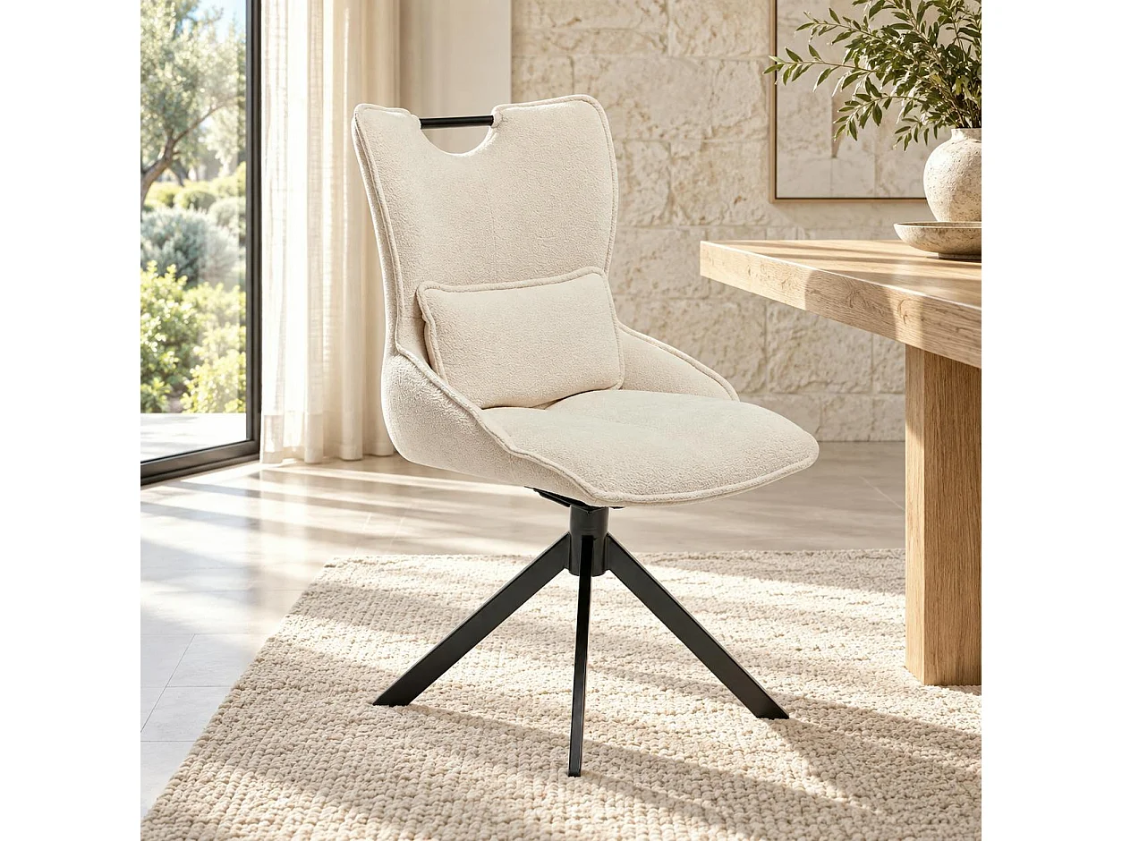 Chaise pivotante coussin et poignée tissu blanc (lot de 2) IENA
