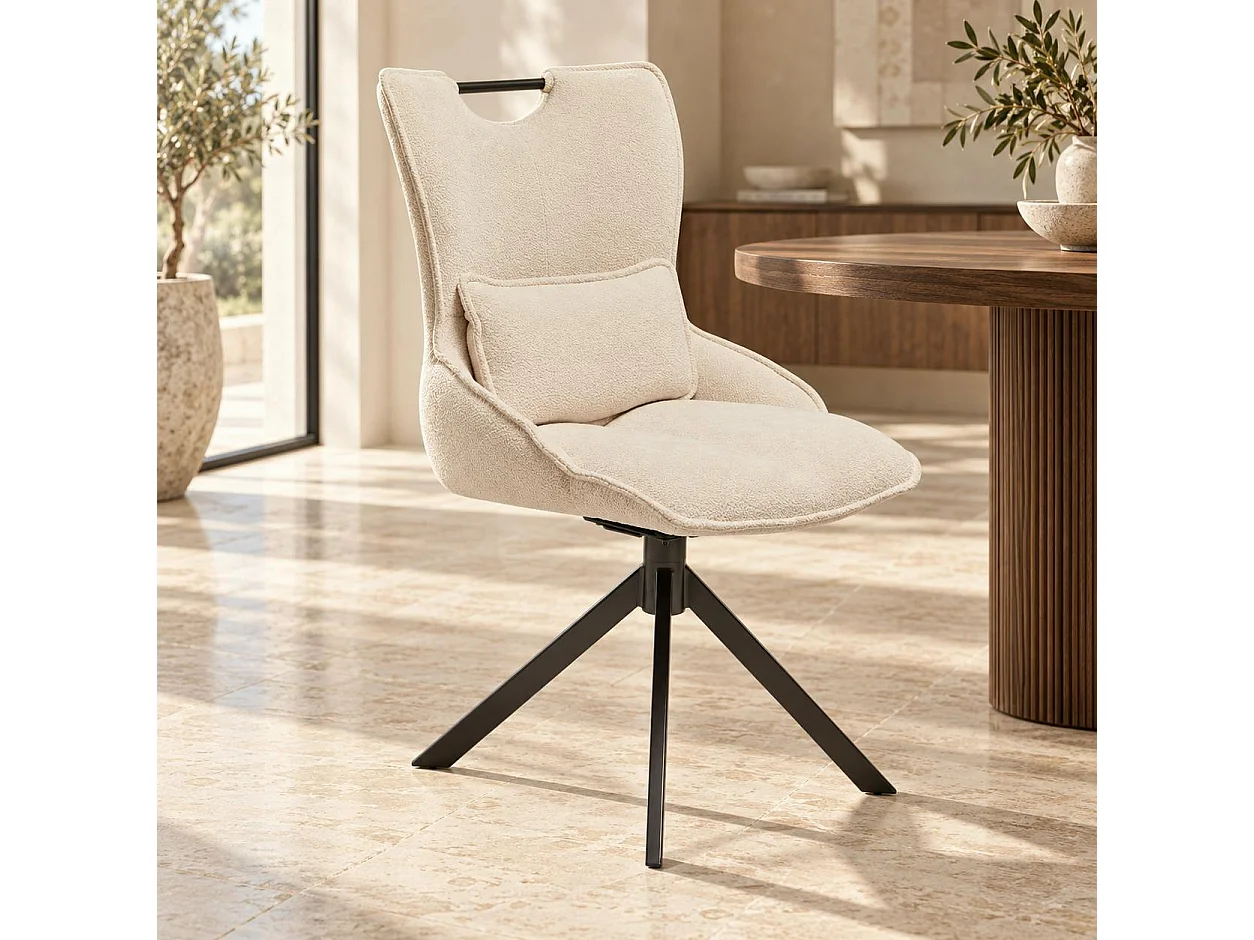 Chaise pivotante coussin et poignée tissu blanc (lot de 2) IENA