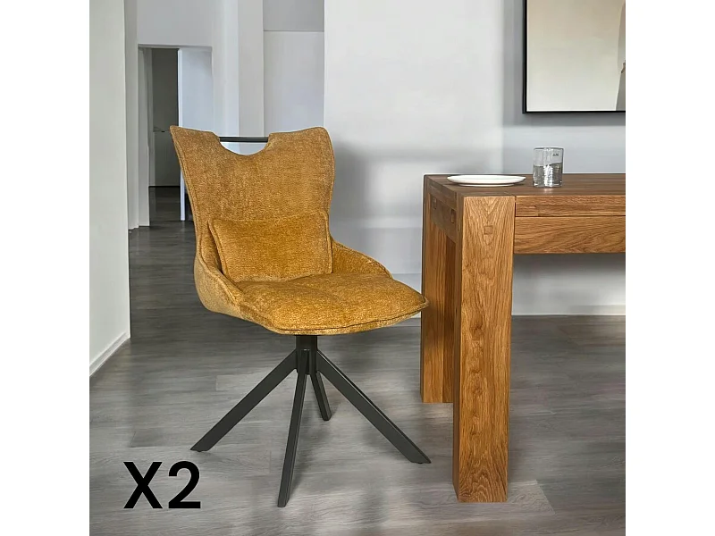 Chaise pivotante coussin et poignée tissu ocre (lot de 2) IENA