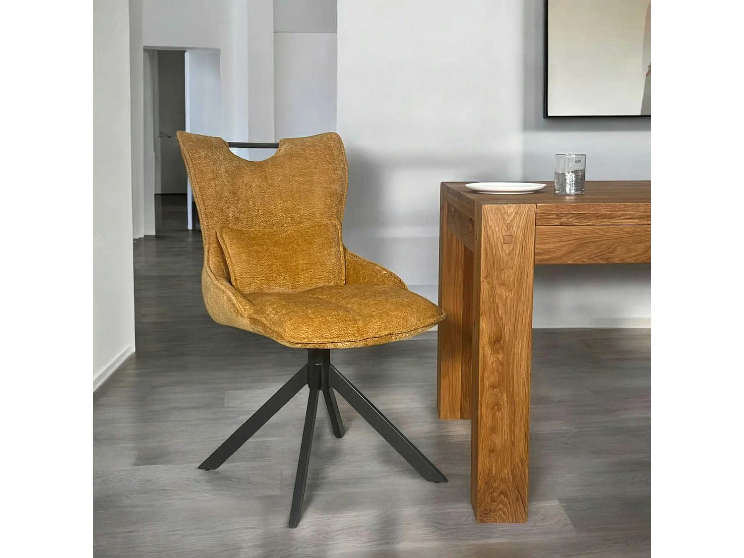 Chaise pivotante coussin et poignée tissu ocre (lot de 2) IENA