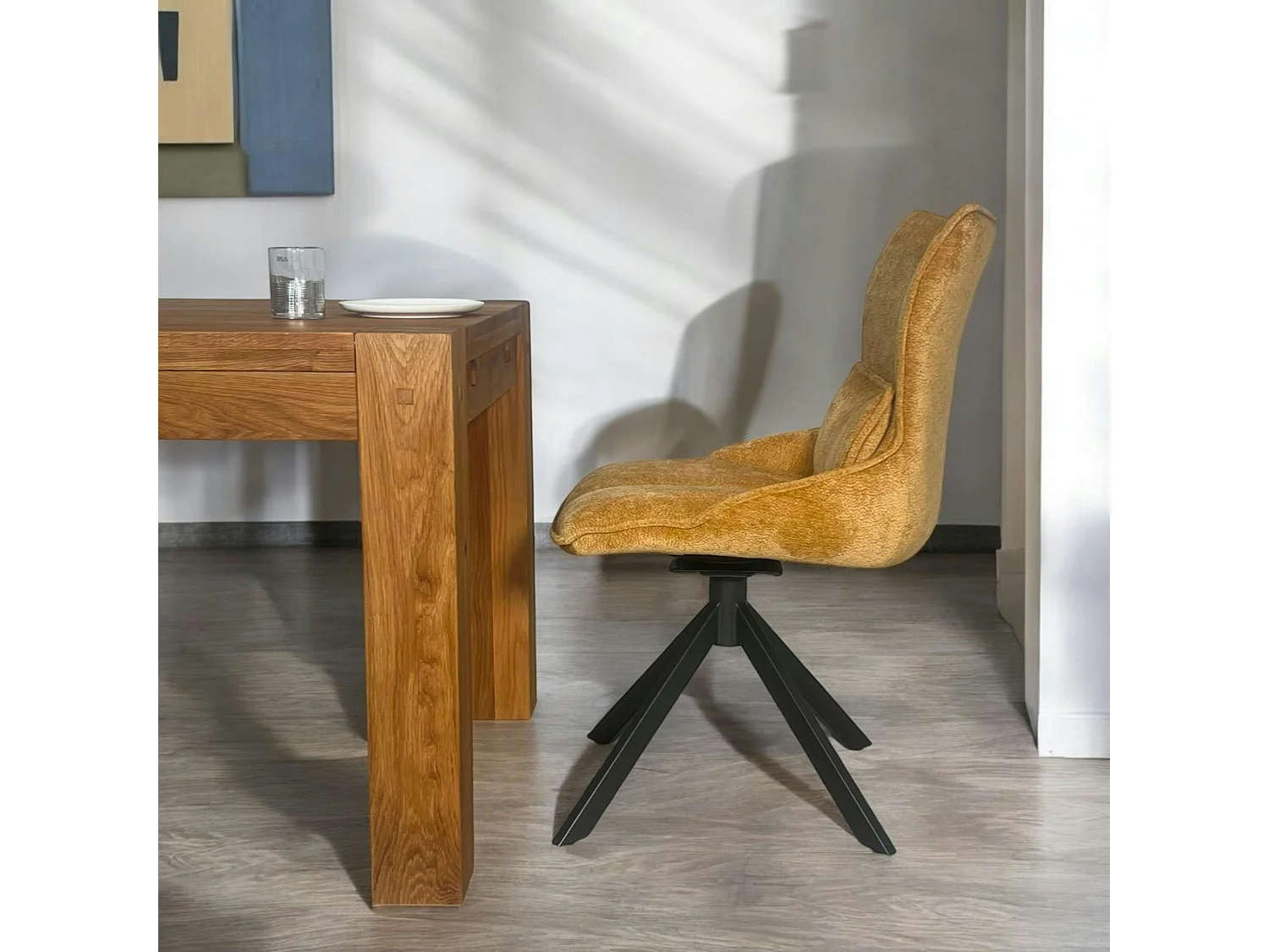 Chaise pivotante coussin et poignée tissu ocre (lot de 2) IENA