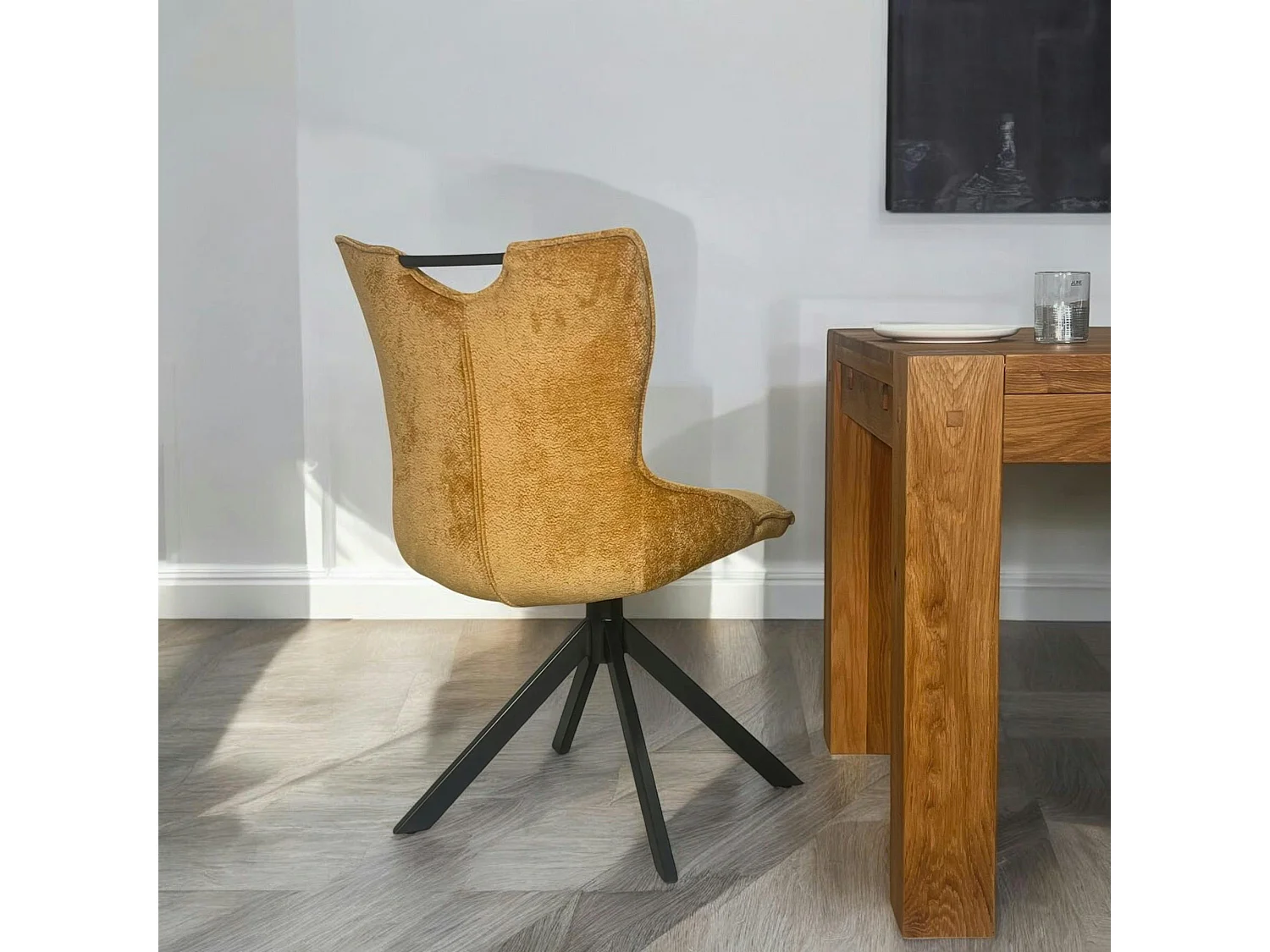 Chaise pivotante coussin et poignée tissu ocre (lot de 2) IENA