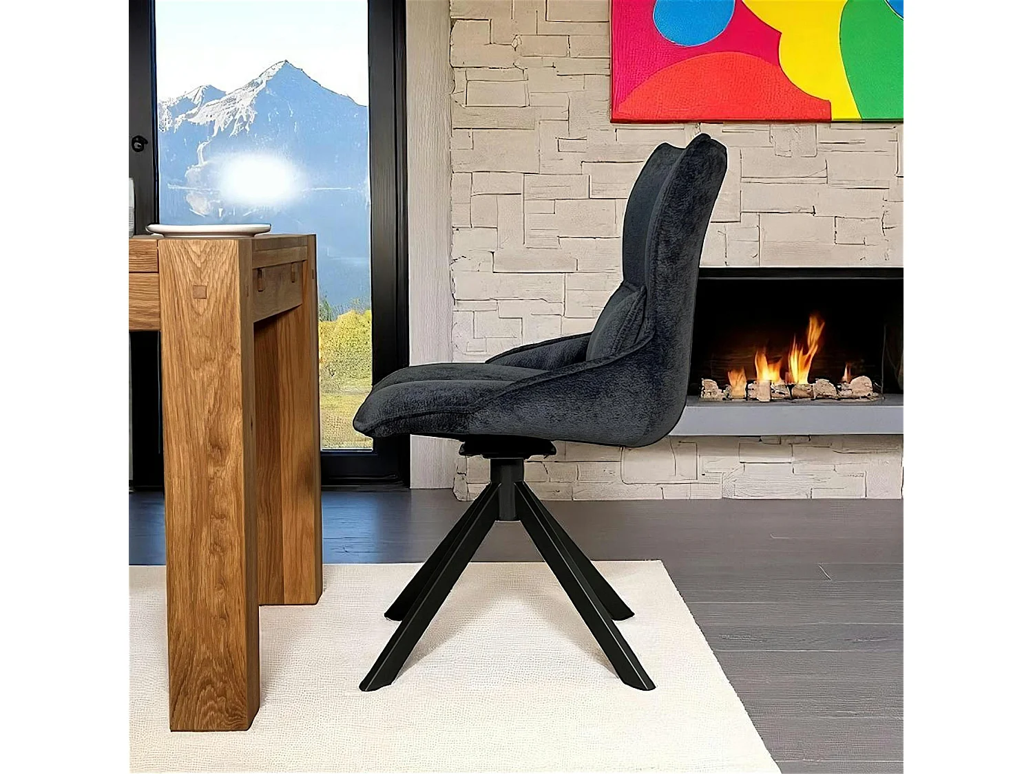 Chaise pivotante coussin et poignée tissu gris (lot de 2) IENA