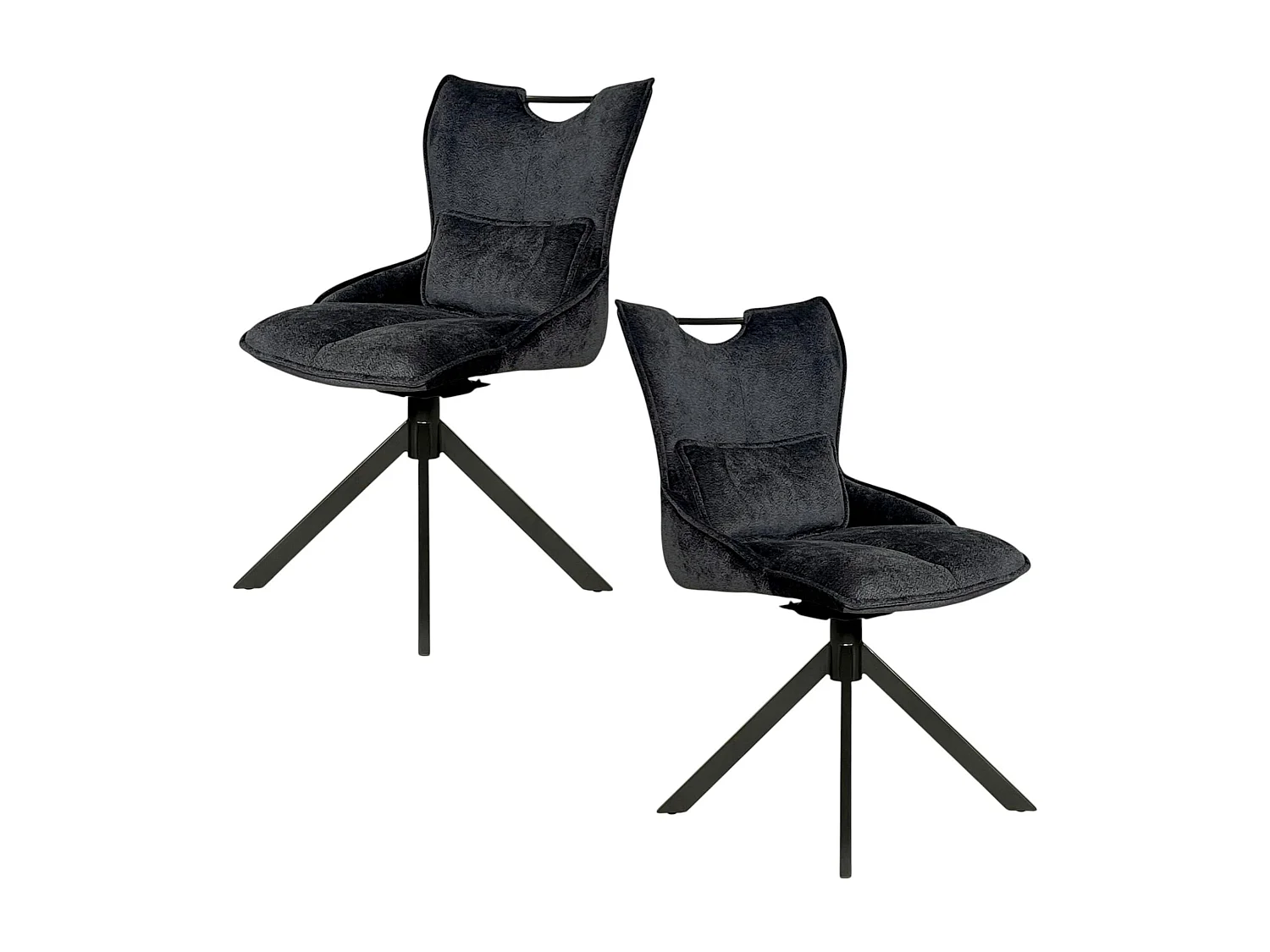 Chaise pivotante coussin et poignée tissu gris (lot de 2) IENA