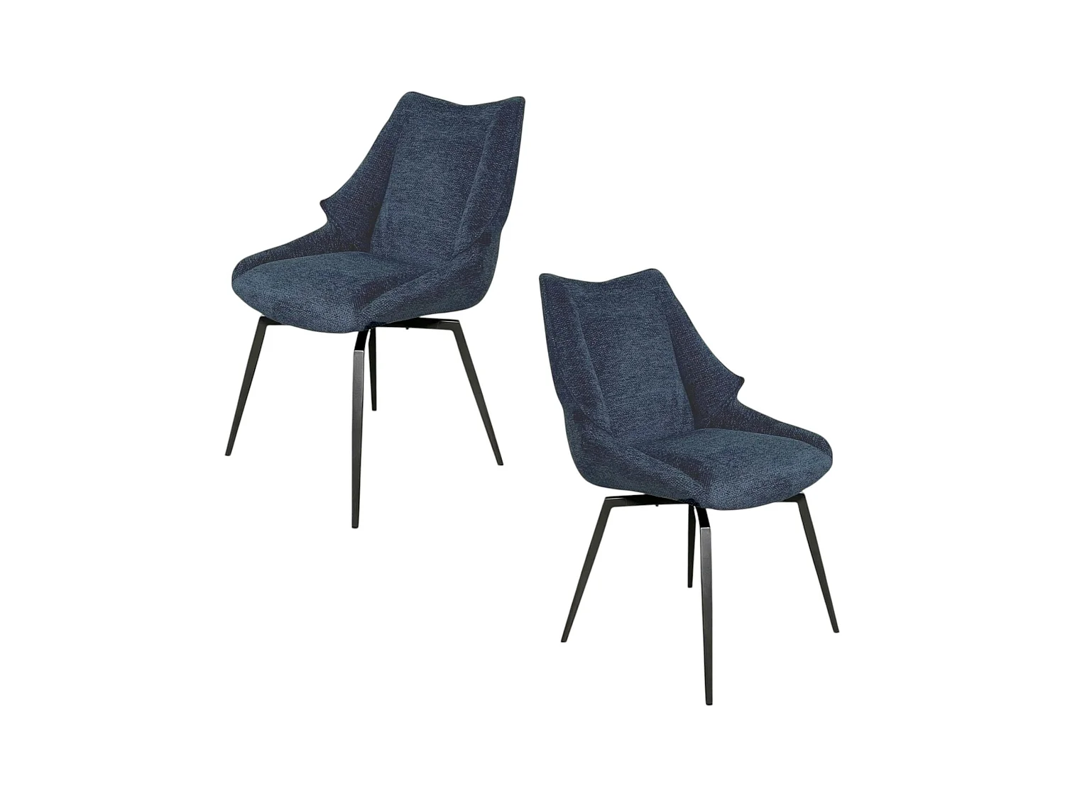 Chaise design tissu microfibre bleu (lot de 2) IENA