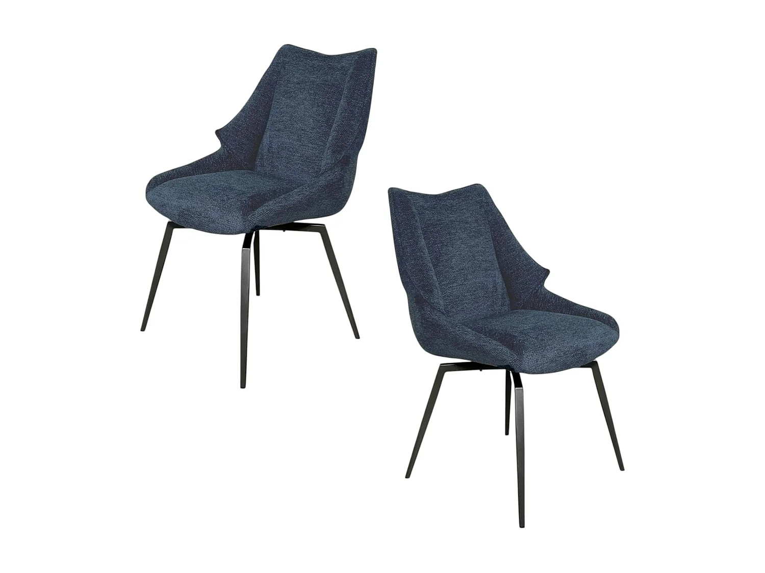 Chaise design tissu microfibre bleu (lot de 2) IENA