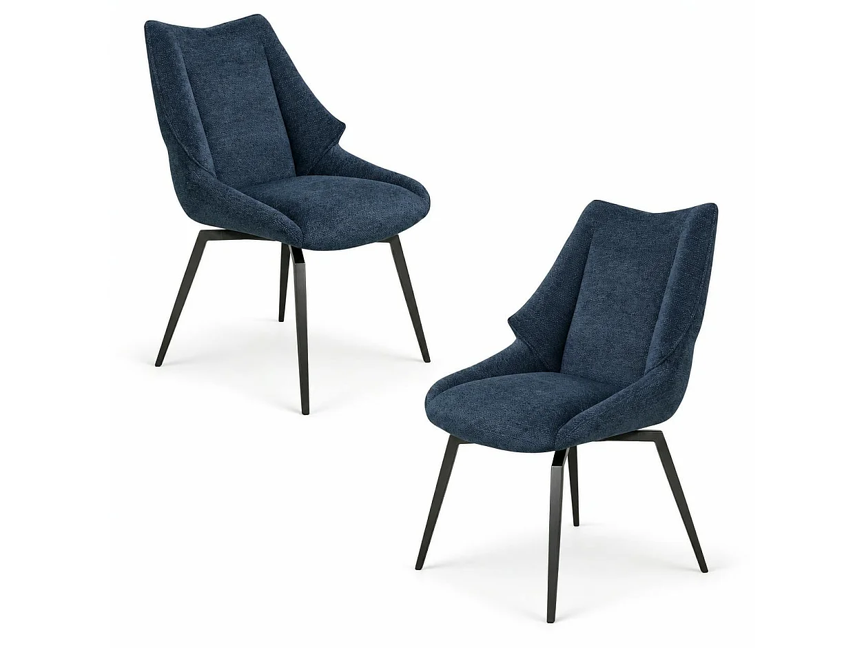 Chaise design tissu microfibre bleu (lot de 2) IENA