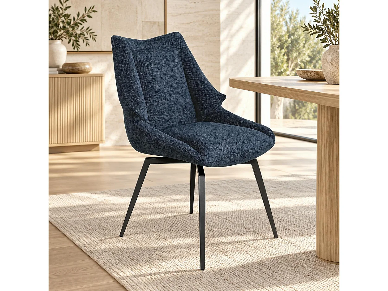 Chaise design tissu microfibre bleu (lot de 2) IENA