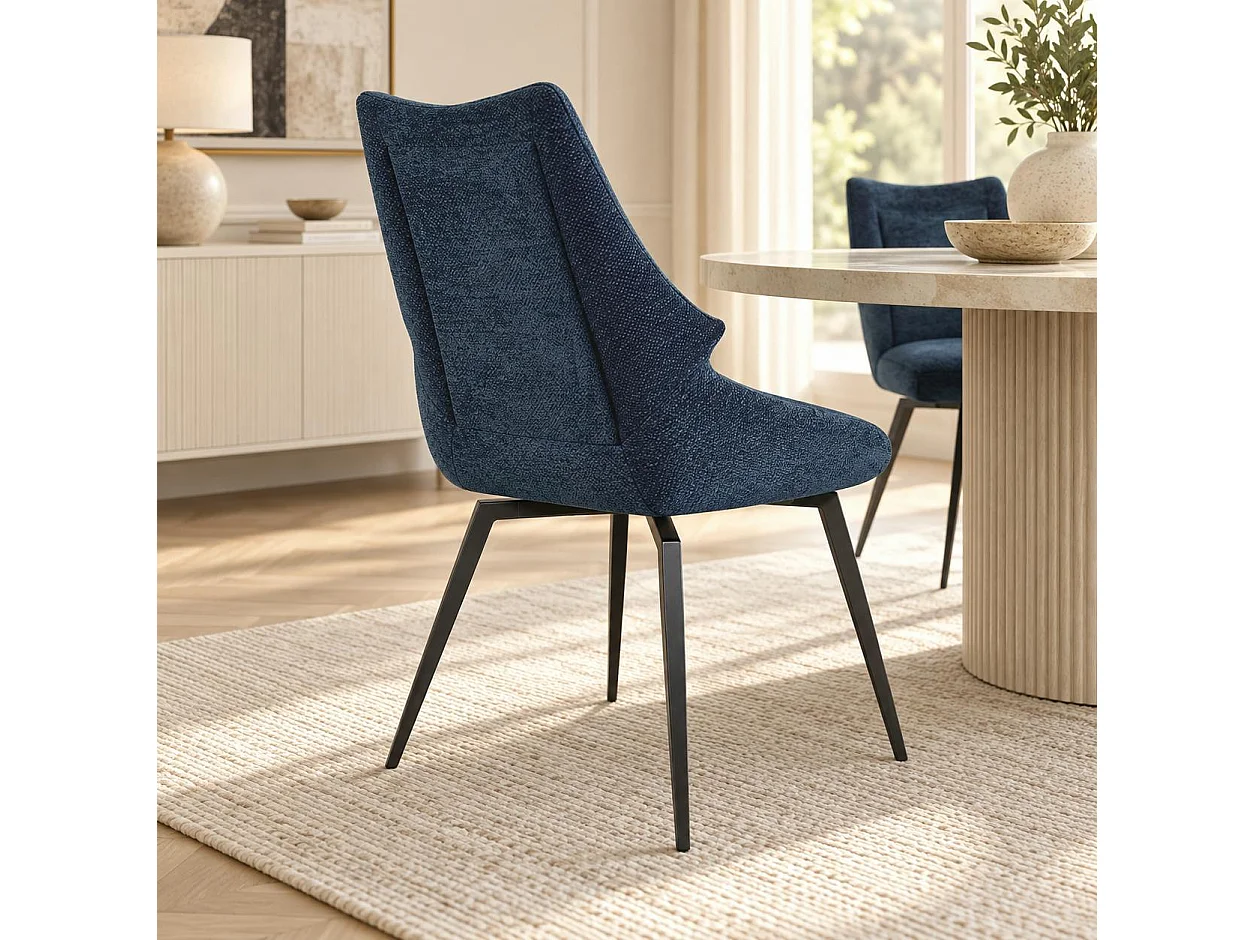 Chaise design tissu microfibre bleu (lot de 2) IENA
