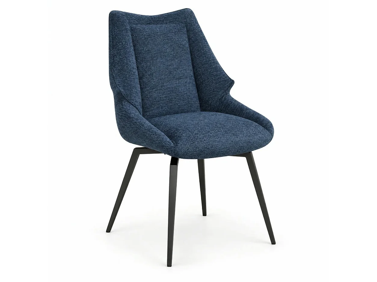 Chaise design tissu microfibre bleu (lot de 2) IENA