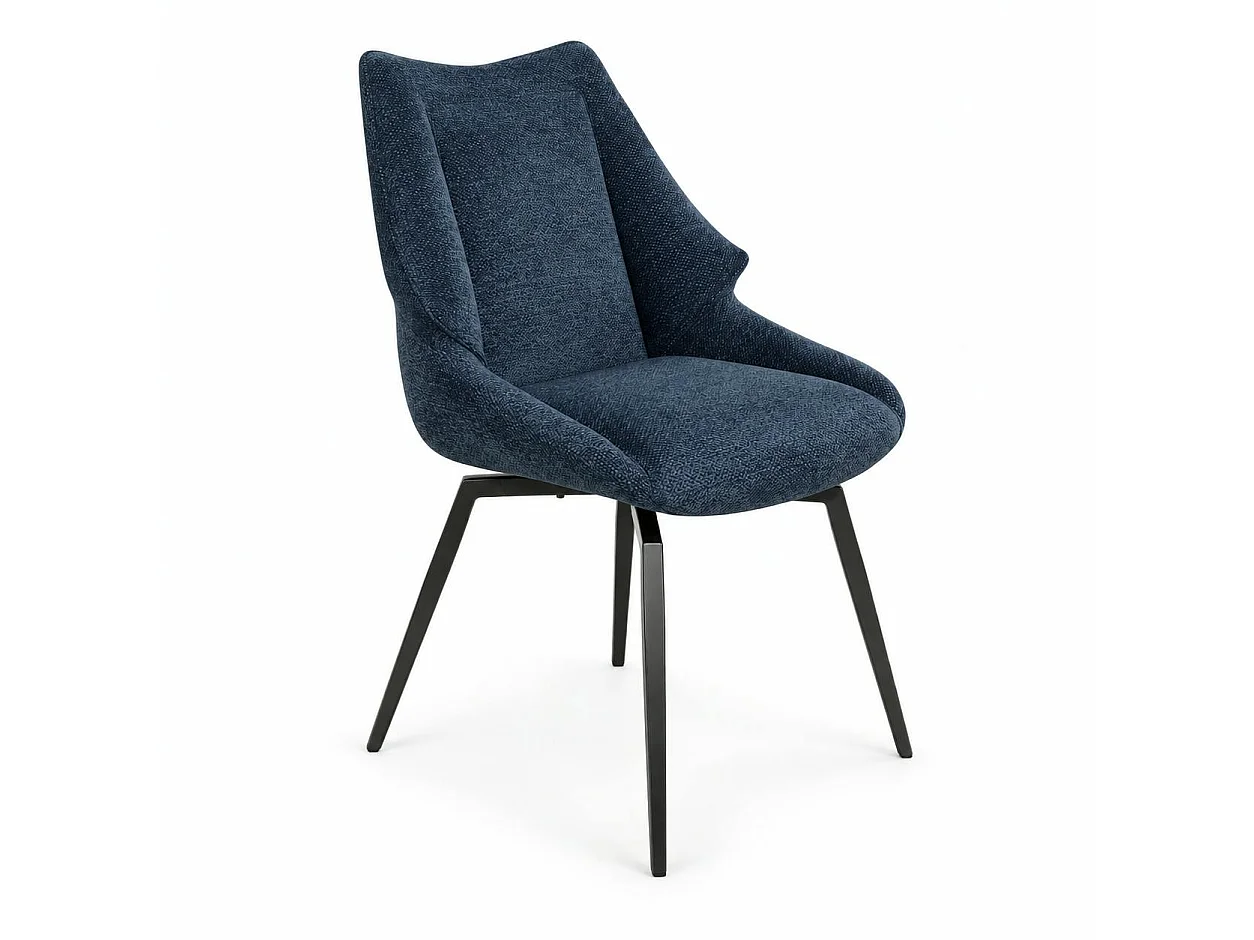 Chaise design tissu microfibre bleu (lot de 2) IENA