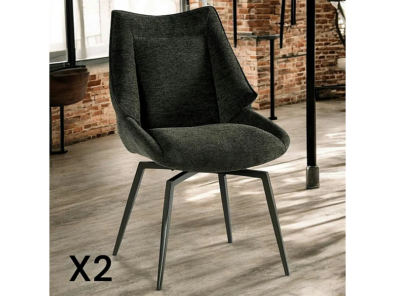 Chaise design tissu microfibre anthracite (lot de 2) IENA