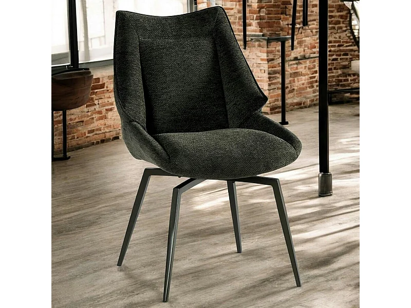 Chaise design tissu microfibre anthracite (lot de 2) IENA