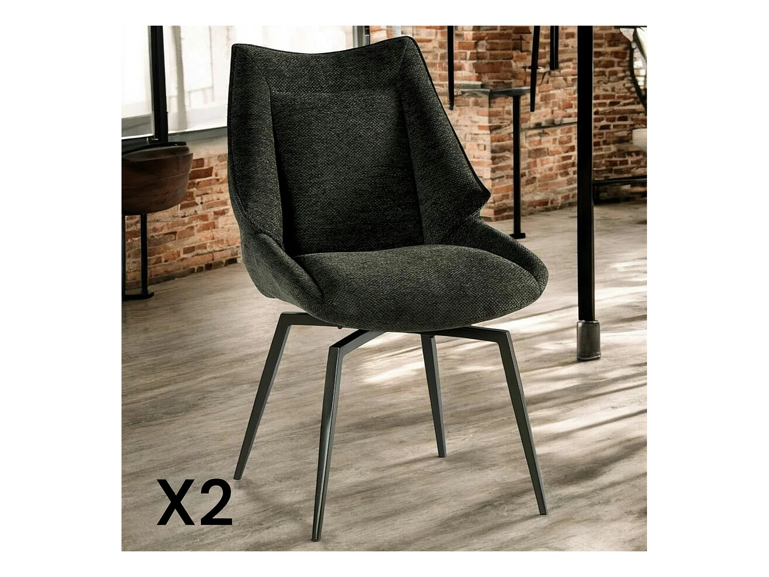 Chaise design tissu microfibre anthracite (lot de 2) IENA
