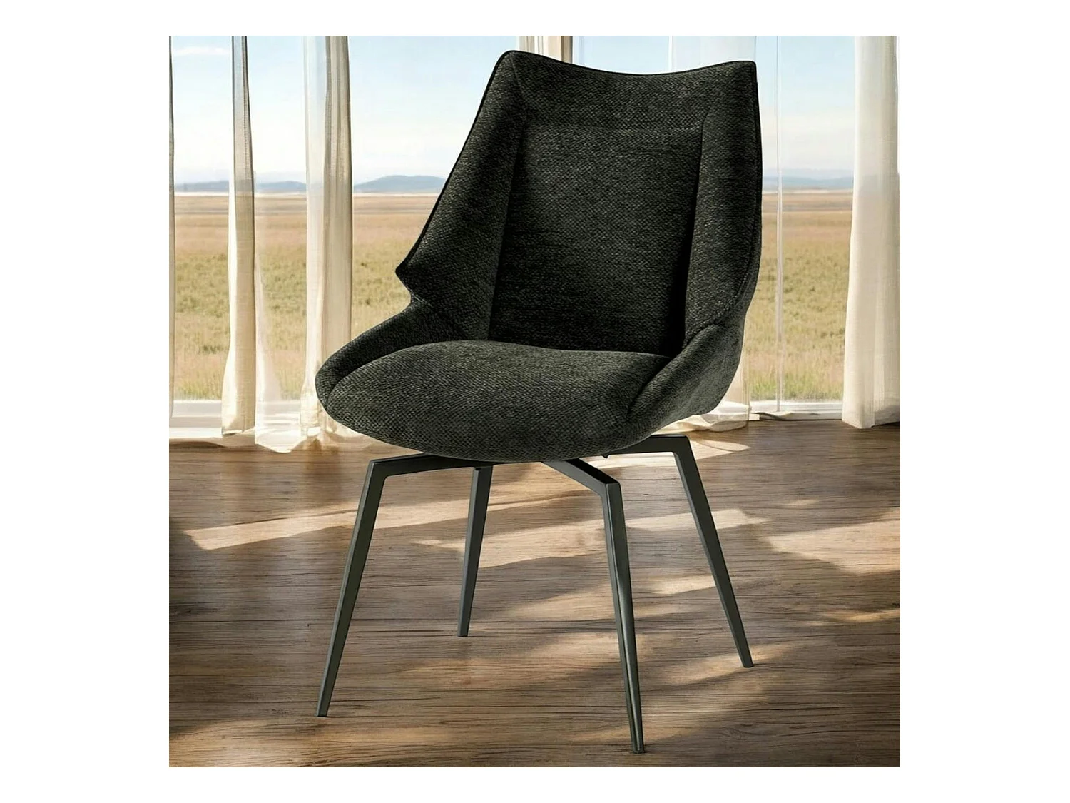 Chaise design tissu microfibre anthracite (lot de 2) IENA