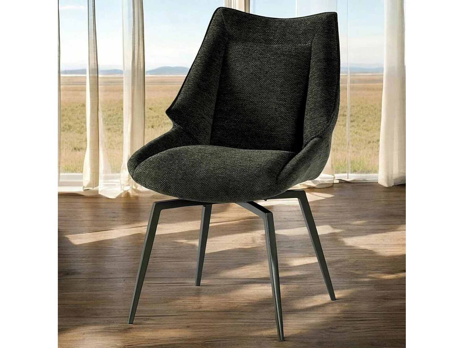 Chaise design tissu microfibre anthracite (lot de 2) IENA