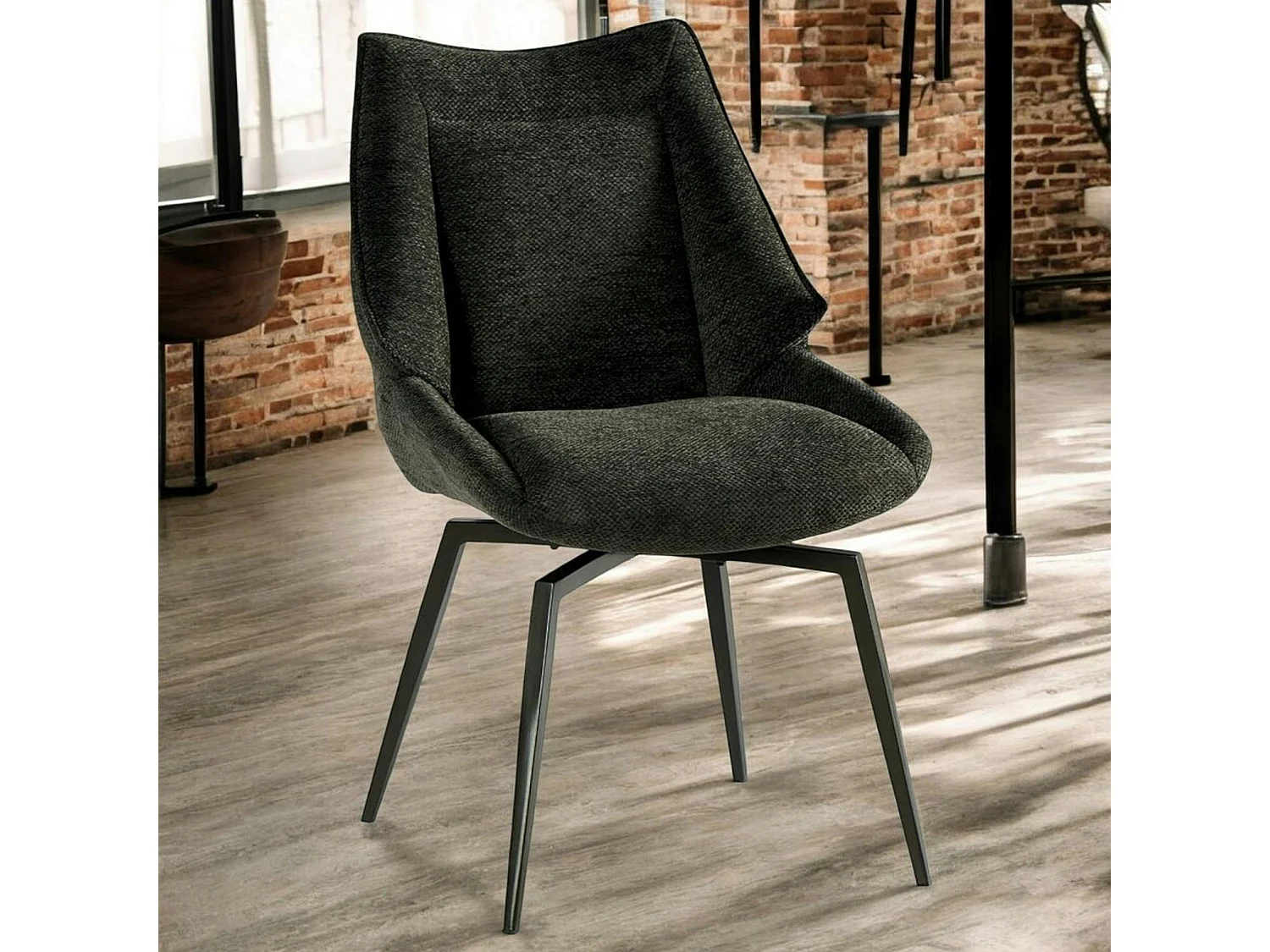 Chaise design tissu microfibre anthracite (lot de 2) IENA