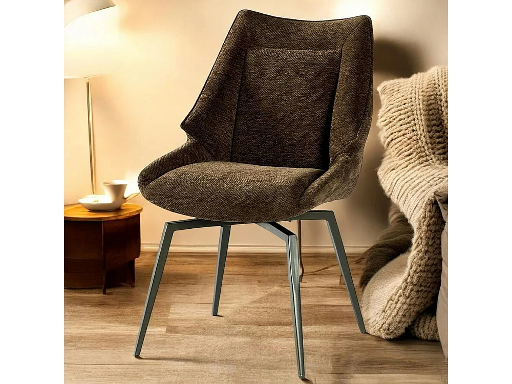 Chaise design tissu microfibre chocolat (lot de 2) IENA