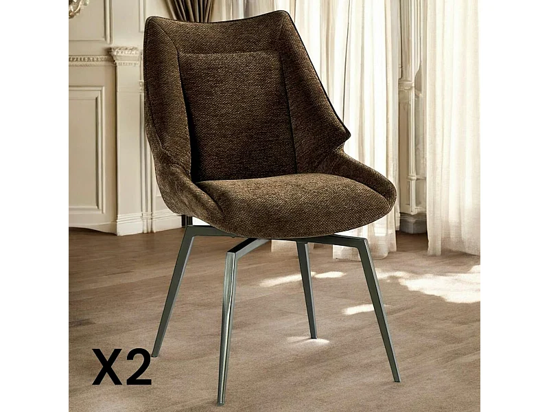Chaise design tissu microfibre chocolat (lot de 2) IENA