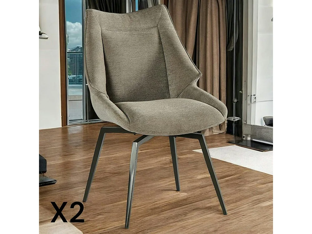 Chaise design tissu microfibre gris (lot de 2) IENA