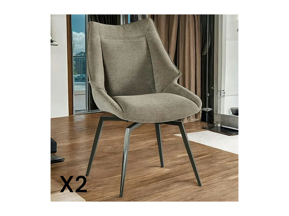 Chaise design tissu microfibre gris (lot de 2) IENA