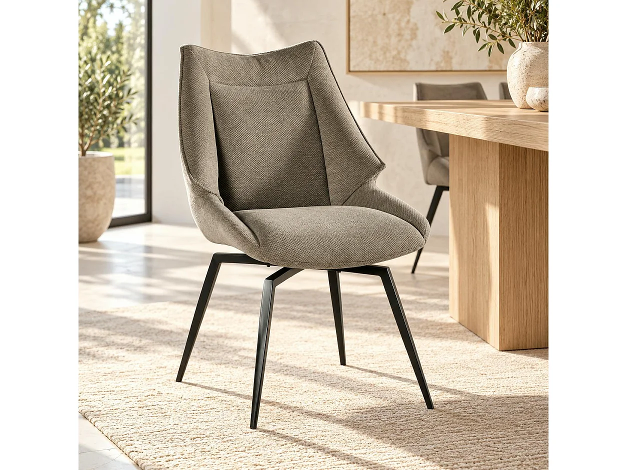 Chaise design tissu microfibre gris (lot de 2) IENA