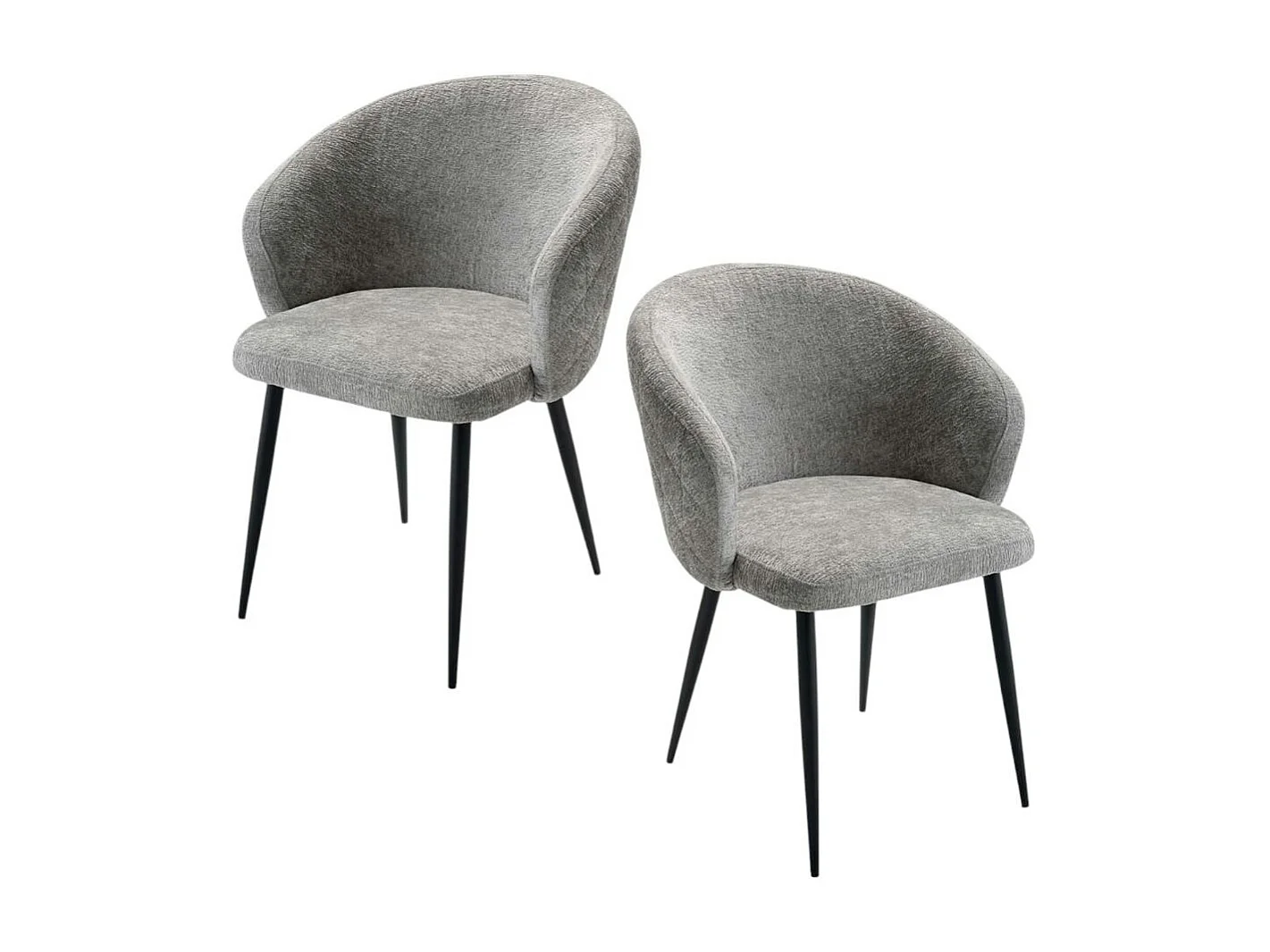Chaise dossier rond tissu gris (lot de 2) IENA
