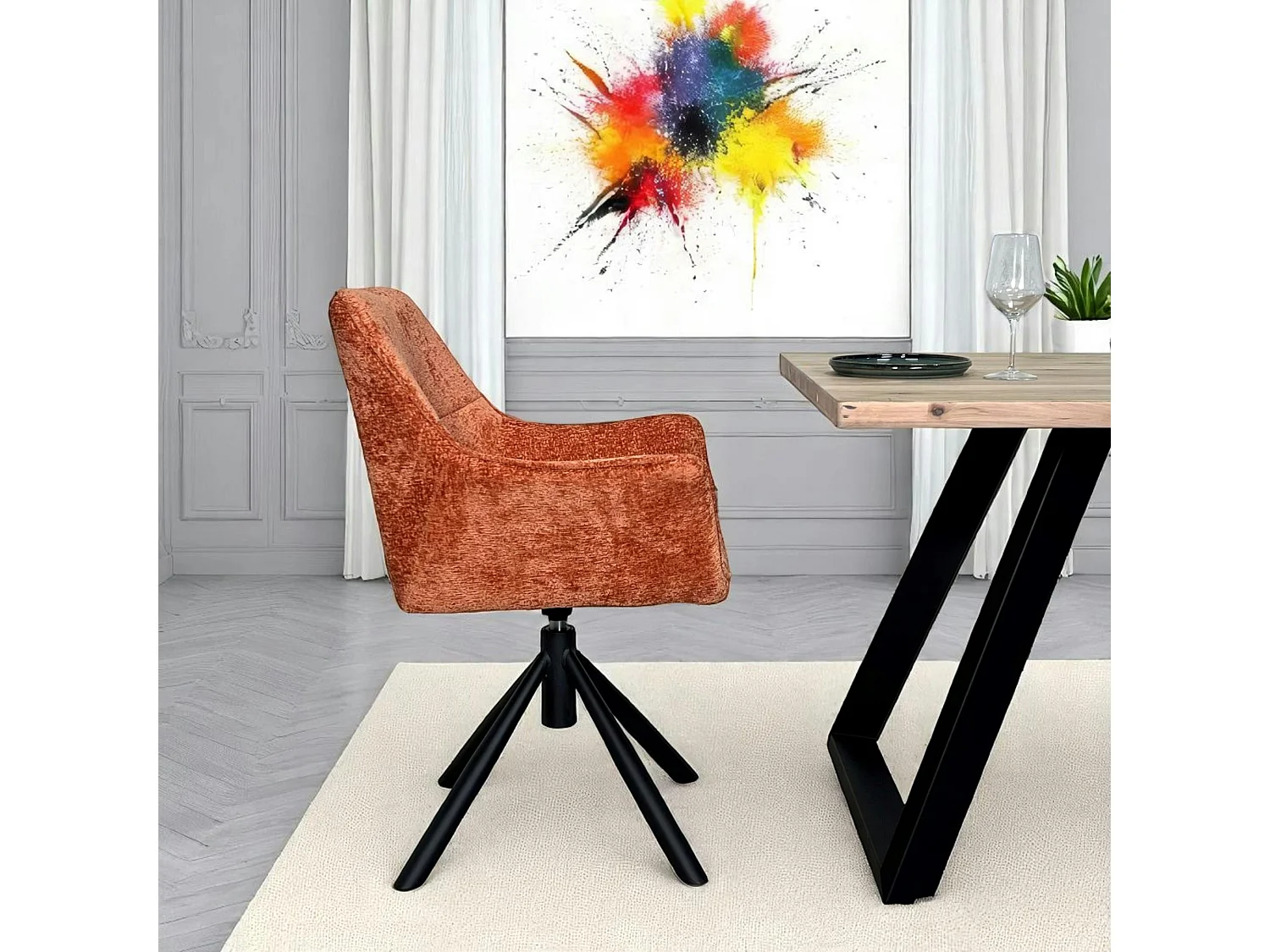 Fauteuil de table pivotant tissu terracotta (lot de 2) IENA